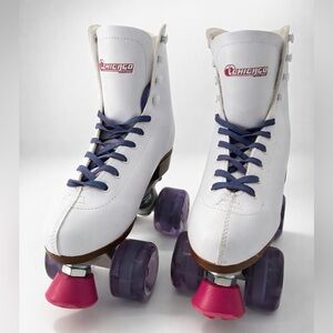 Custom Chicago Skates Sz W 6 Sure-Grip Boardwalk 65mm Wheels + Galaxy Laces